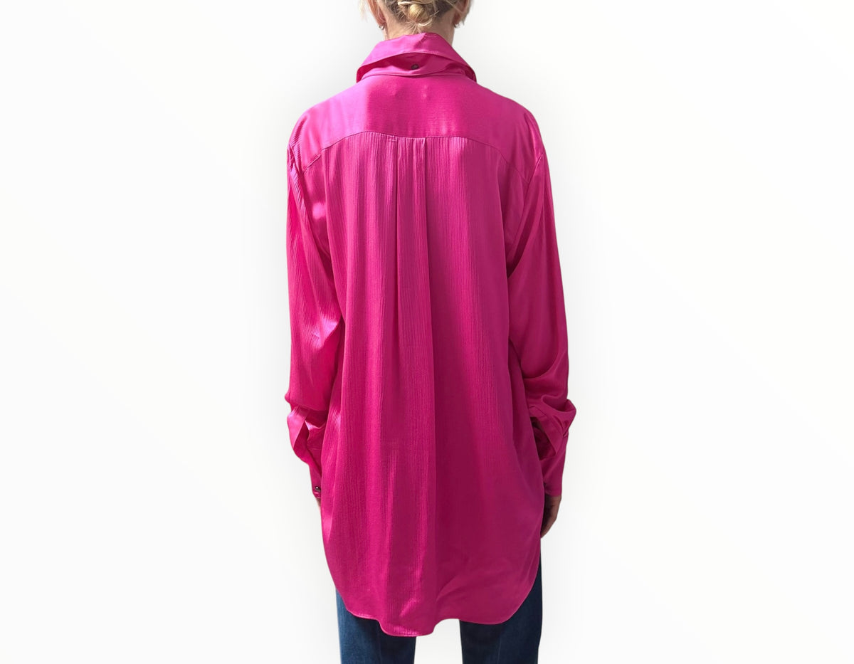 RT006489 - Serena Bute Detachable Collar Shirt - Fuschia - Size M