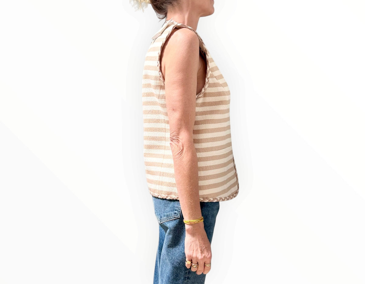 Rebecca Valance Maurice Vest - Tan Stripe - Size AU6