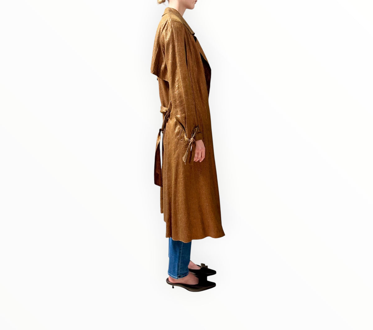 RT006499 - Forte Forte Metallic Trench Coat - Khaki/Orange - Size 1