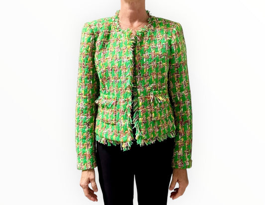 L'Agence Angelina Tweed Jacket - Green - Size AU14