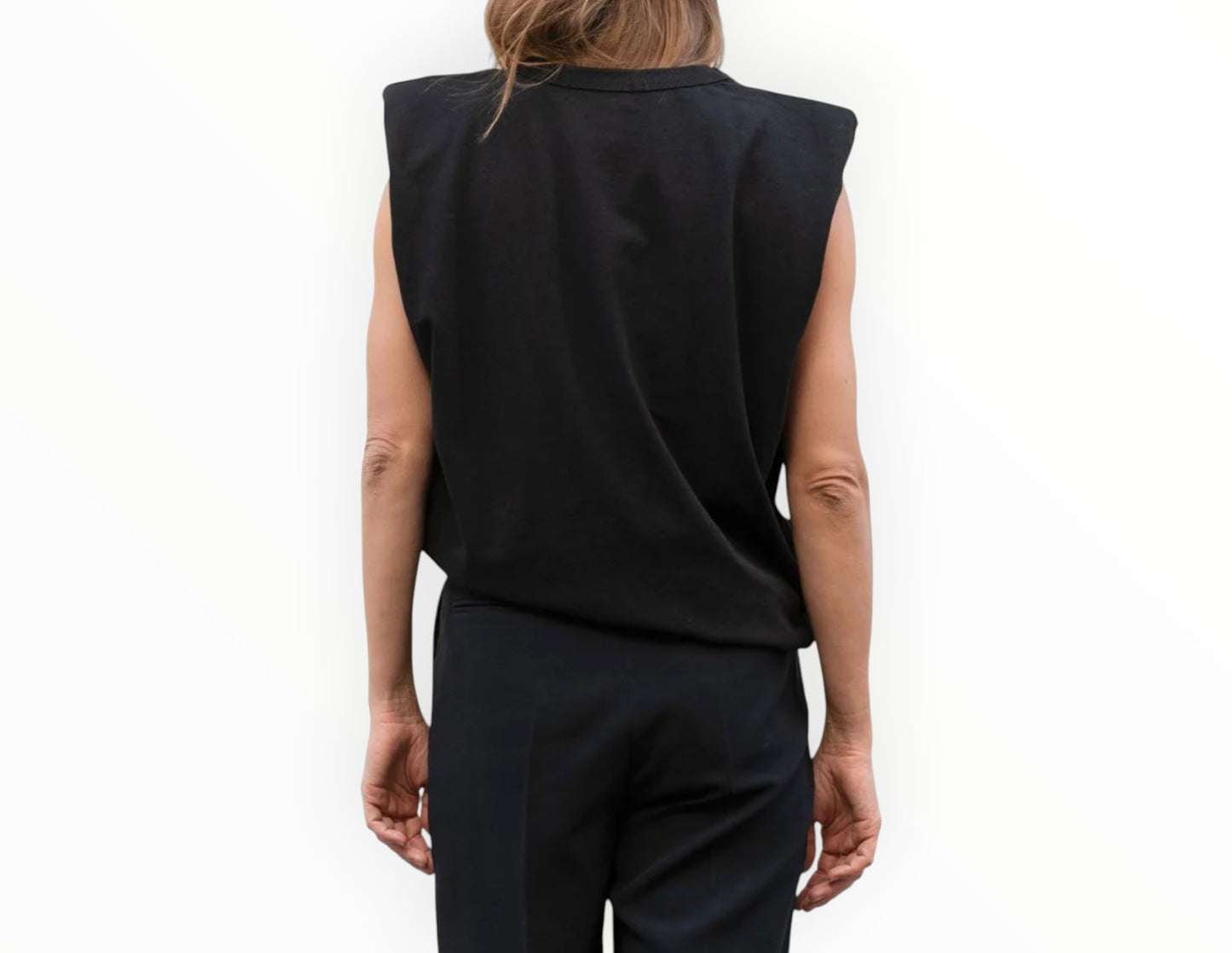 RT006297 - The Frankie Shop Shoulder Padded Tee - Black - Size S