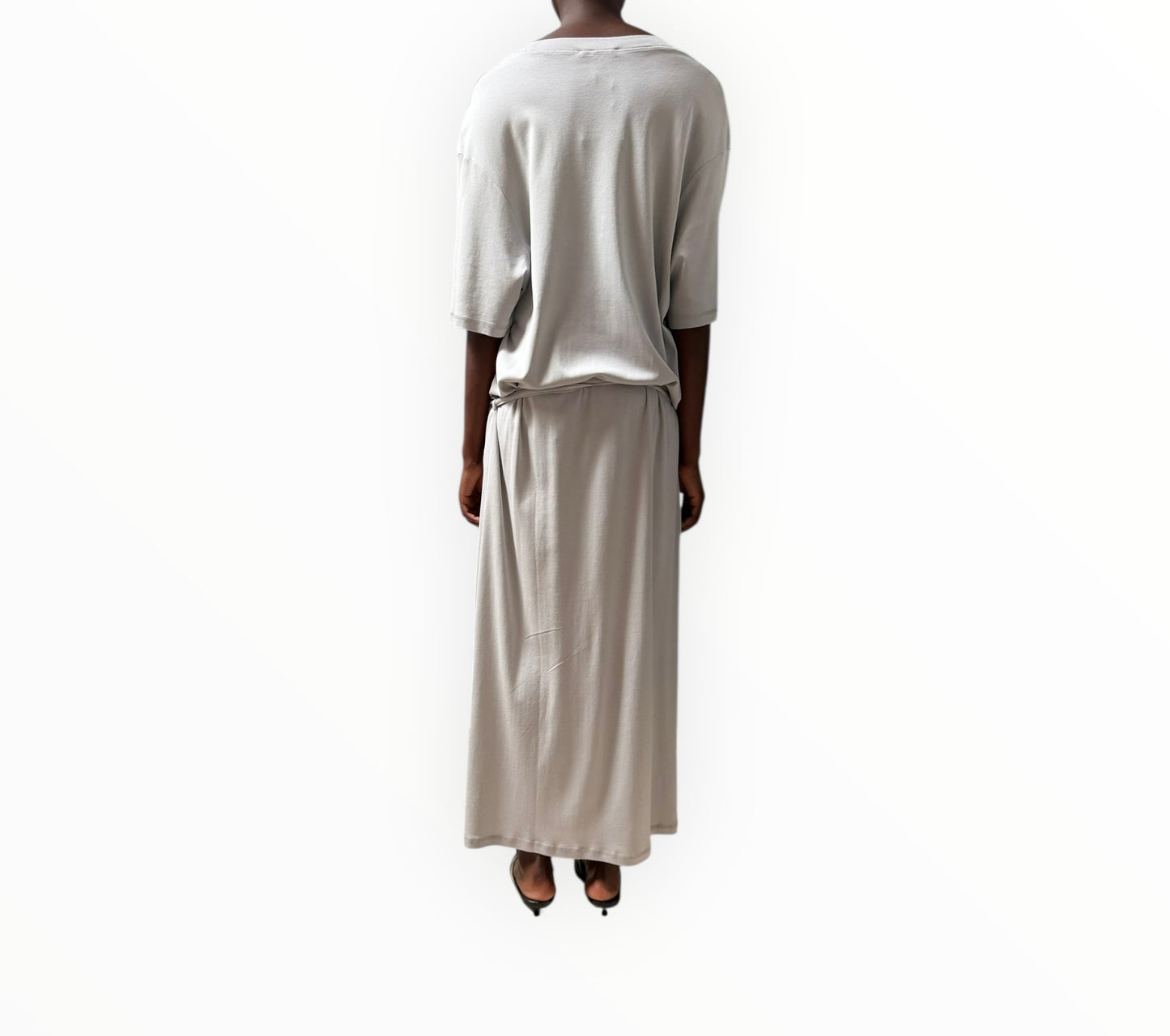 Lemaire Belted Rib T-Shirt Dress - Blue Grey - Size XXL