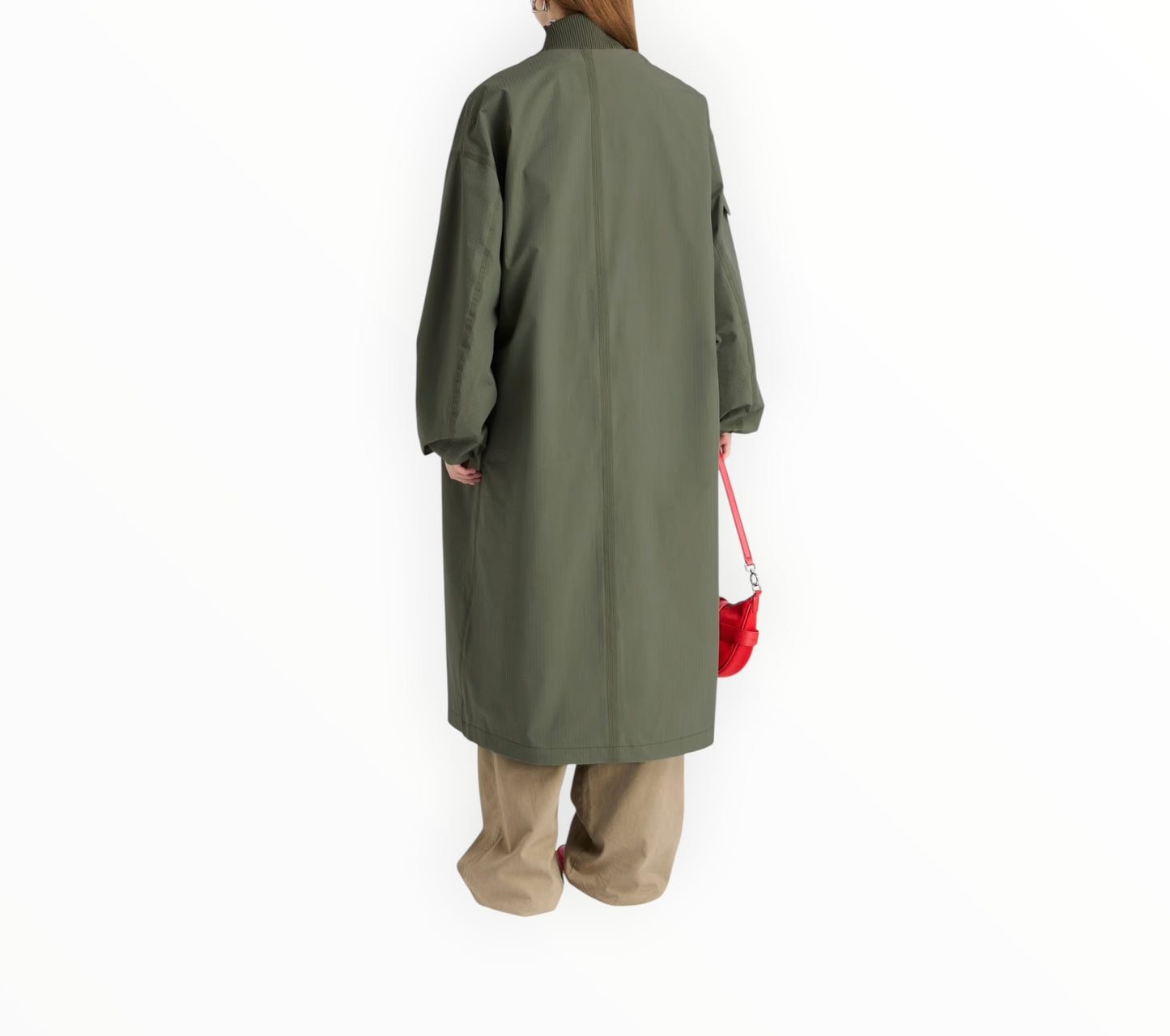 Ganni Seersucker Coat - Army Green - Size S/M