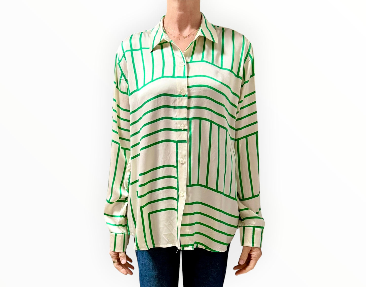 Rails Mara Shirt - Green/White - Size L