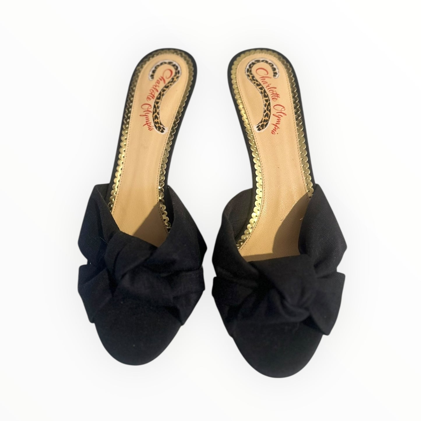 Charlotte Olympia Fabric Kitten Heels - Black - Size 41