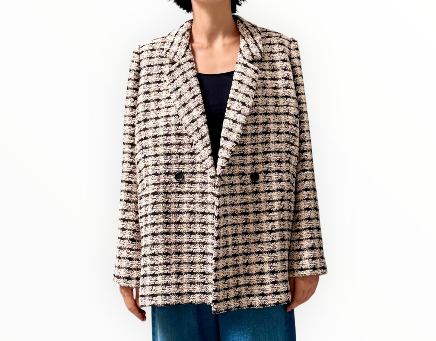 Anine Bing Diana Blazer - Black/Pink - Size S