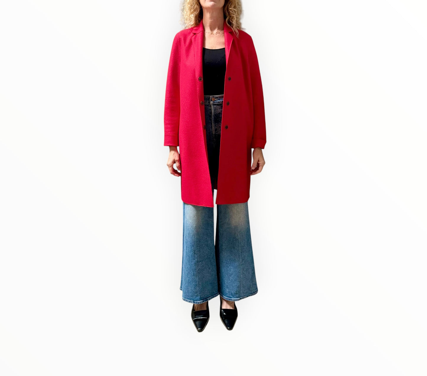 Harris Wharf Press Stud Coat - Red - Size 40