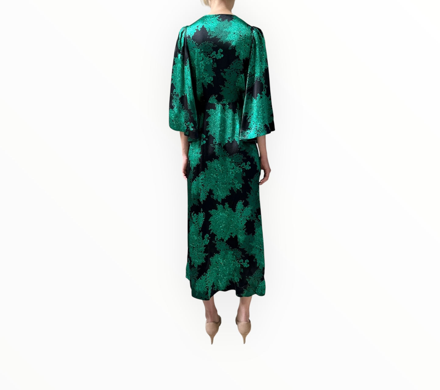 Husk Floret Dress - Black/Green - Size AU6