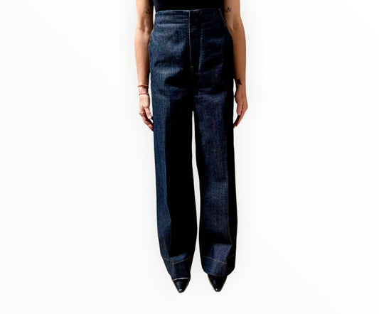 Scanlan Theodore Wide-Leg Denim Jeans - Dark Blue - Size AU10