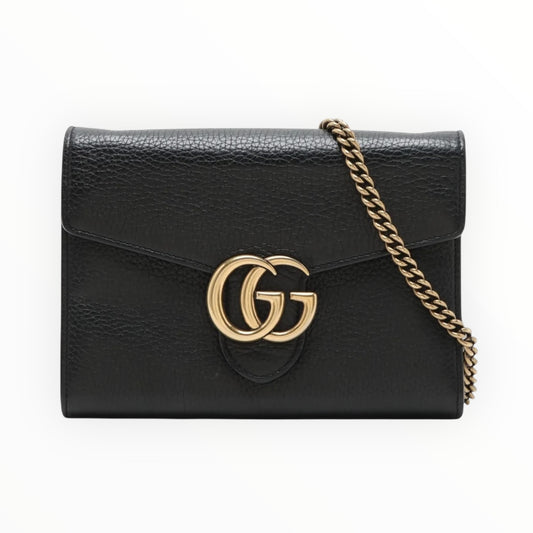 Gucci GG Marmont Chain Wallet - Black - Size W20cm x H14cm x D3cm