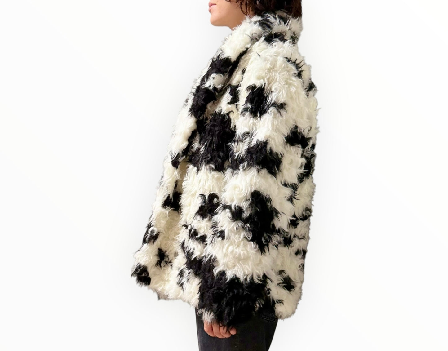 Blanca Eddy Fur Coat - Black/White - Size M