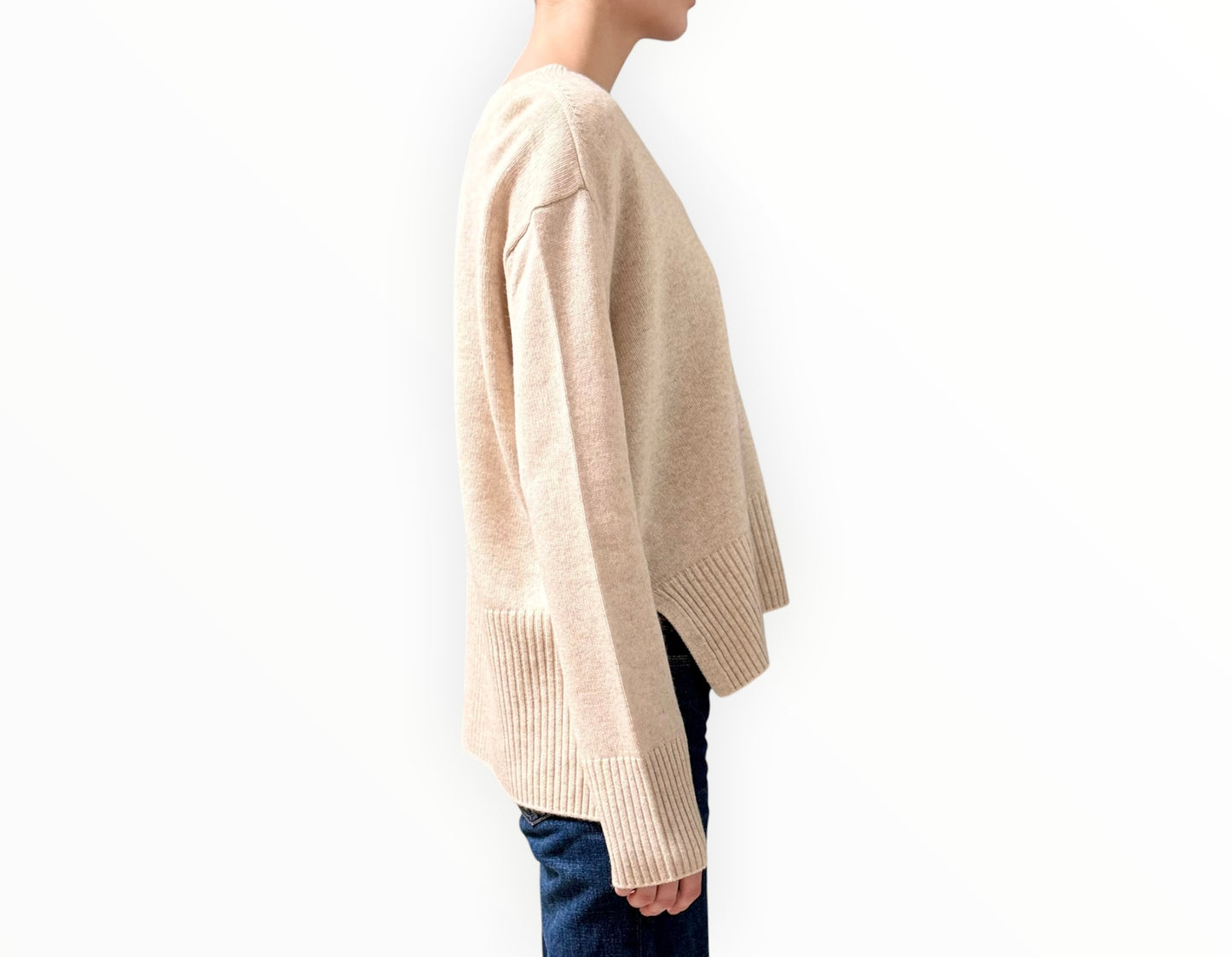 Aleger Classics V Neck Jumper - Oatmeal - Size S