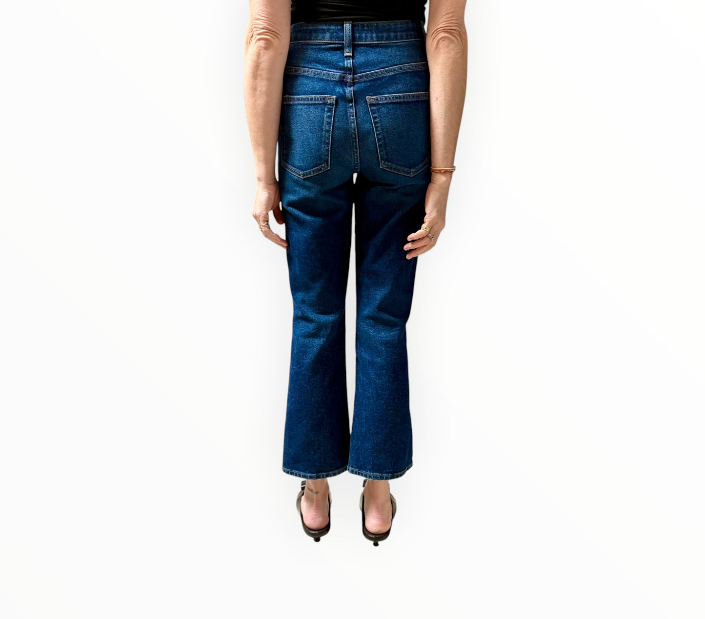 Khaite Benny Kick Flare Jeans - Mid Blue - Size 26