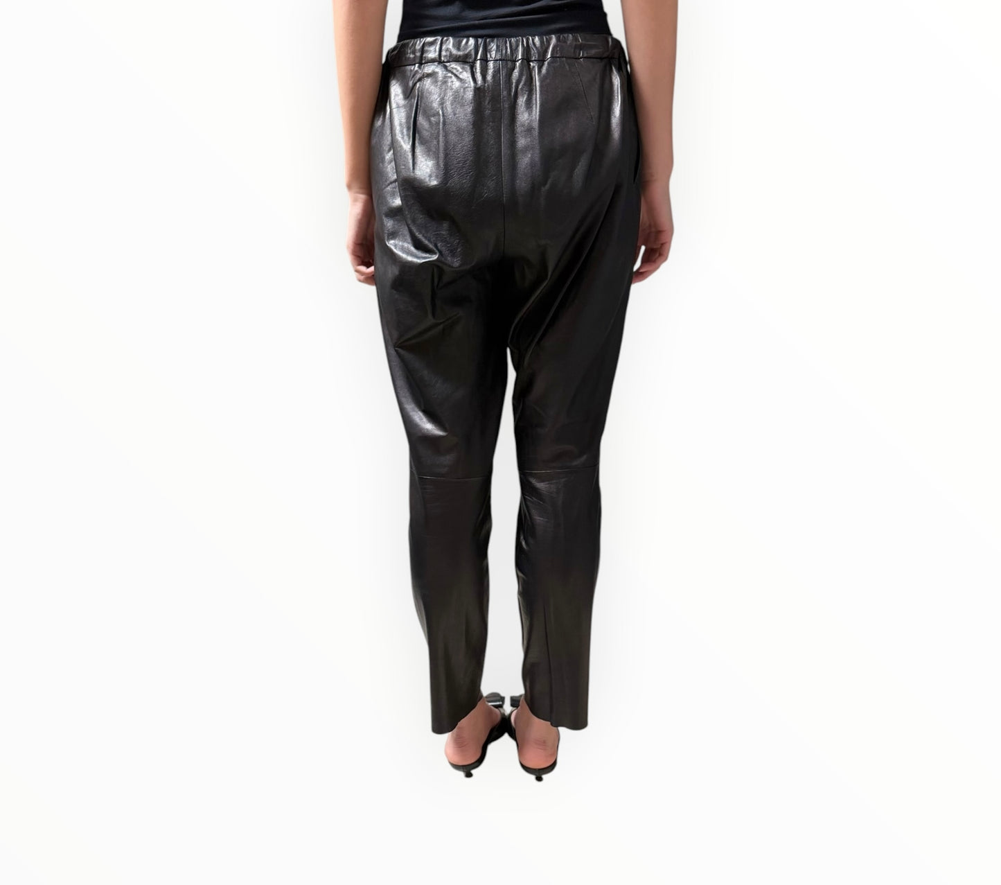 Vince Leather Zip Front Pants - Black - Size M