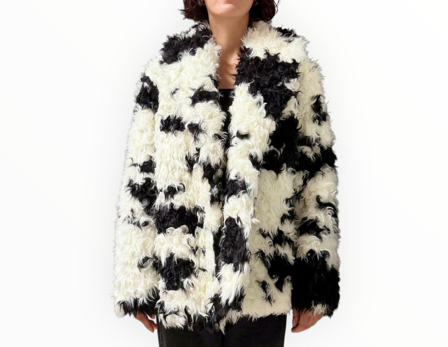 Blanca Eddy Fur Coat - Black/White - Size M