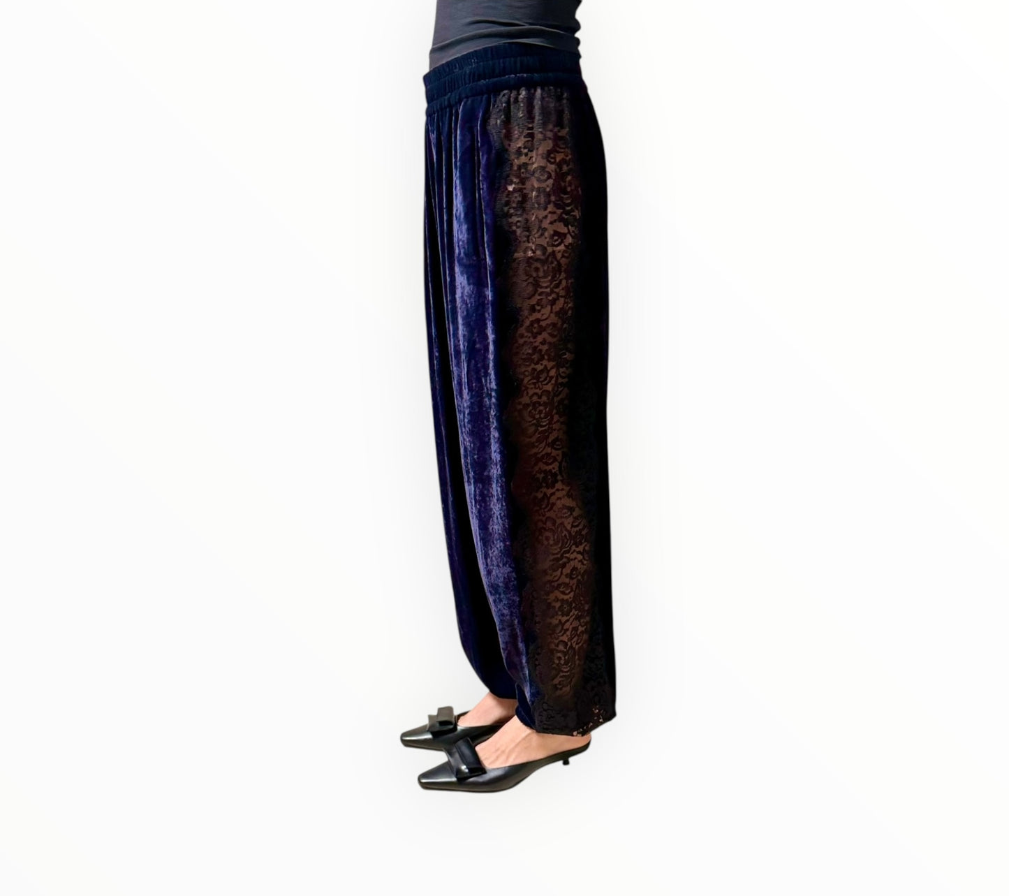 Stella McCartney Lace and Velour Track Pants - Blue/Black - Size 44
