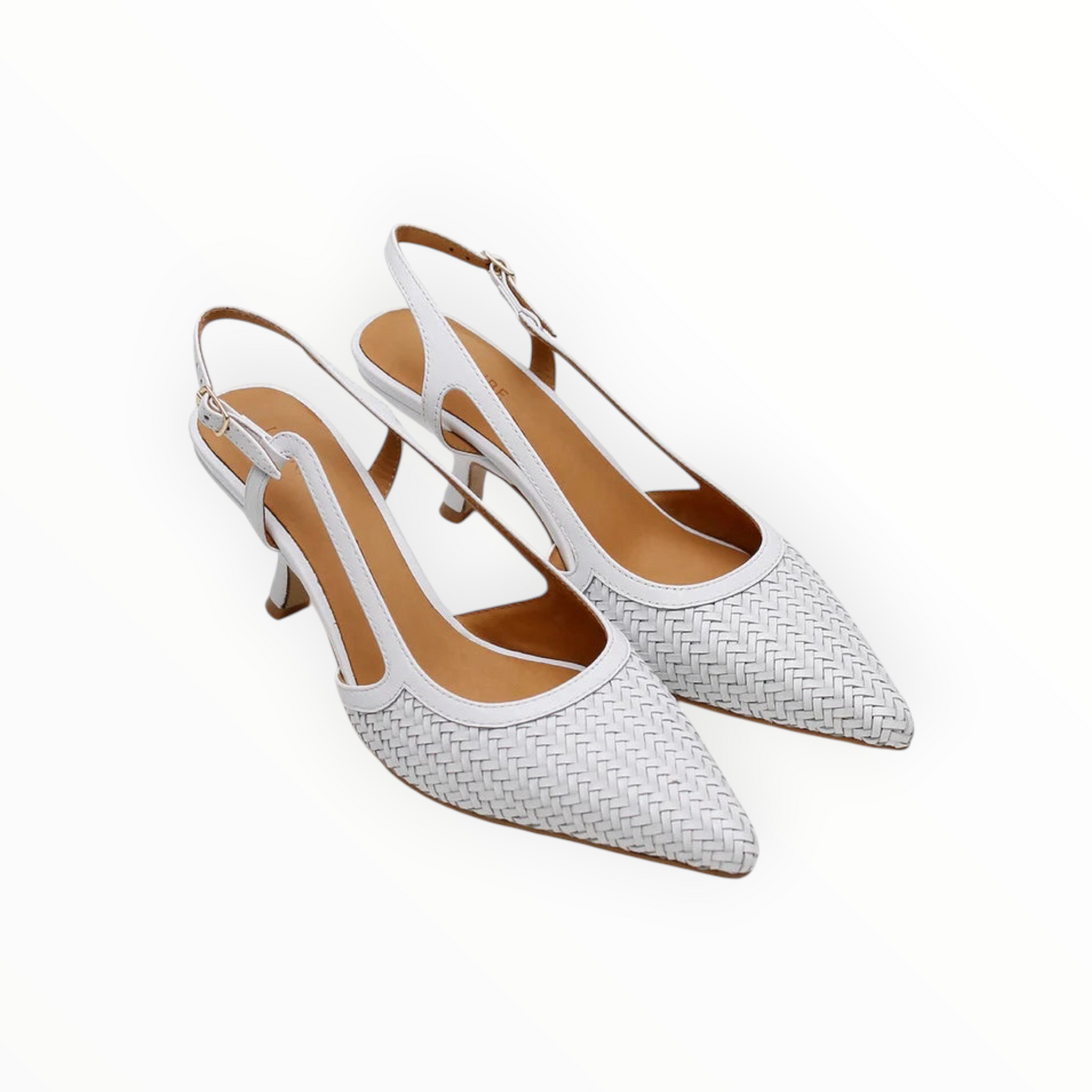 La Tribe Woven Slingbacks - White - Size 39