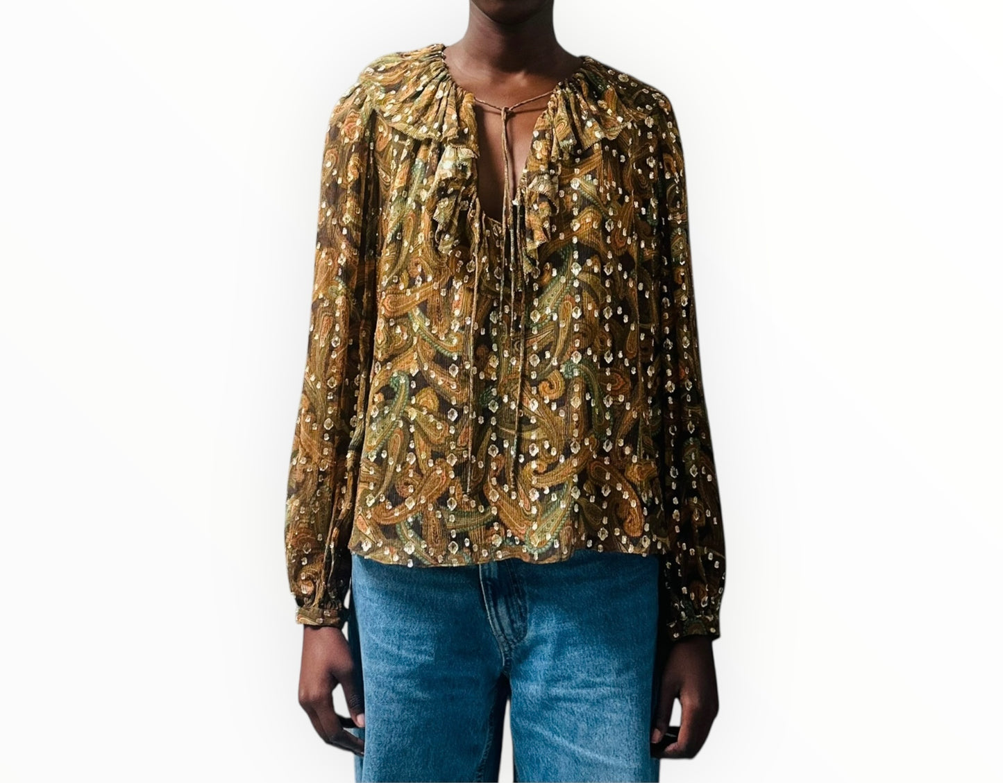 Ulla Johnson Emilie Ruffled Metallic Shirt - Multi - Size 8