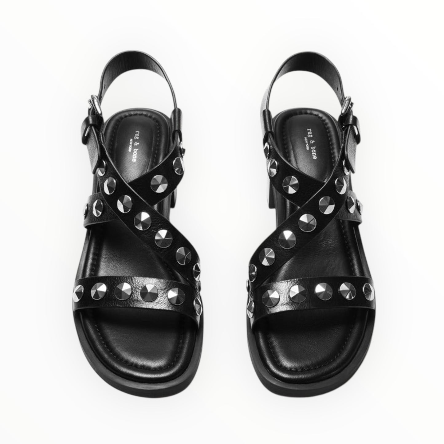 Rag & Bone Geo Studded Sandals - Black - Size 40