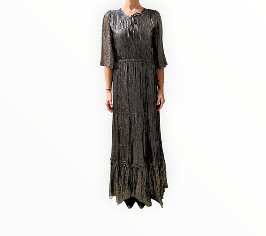 Tara Jarmon Lurex Tiered Dress - Black - Size 42