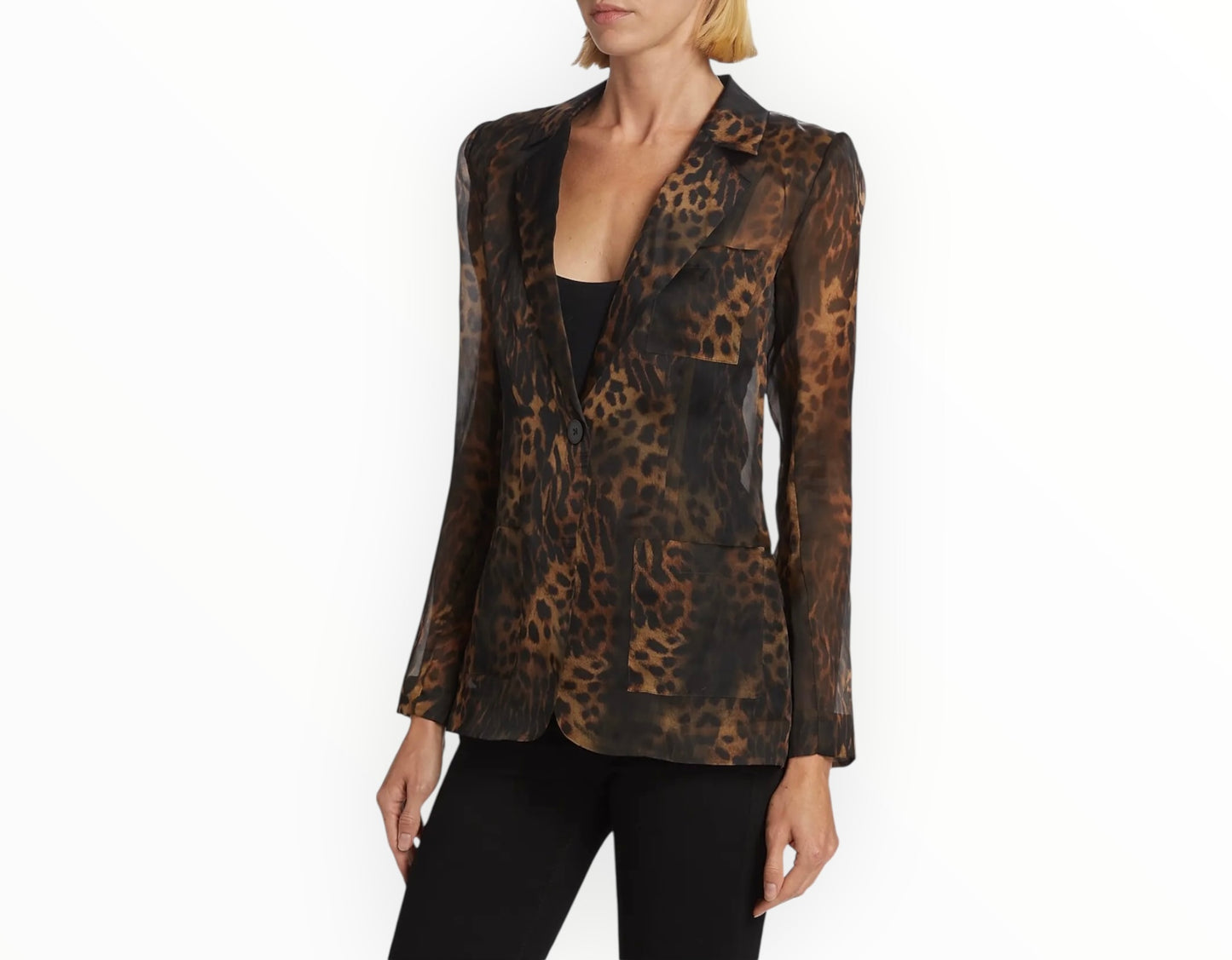 L'Agence Tamara Sheer Blazer - Leopard - Size AU12