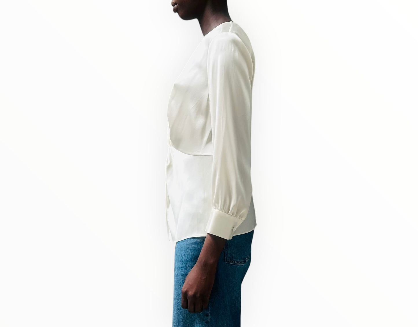 Theory Silk Knot Front Shirt - Cream - Size AU10