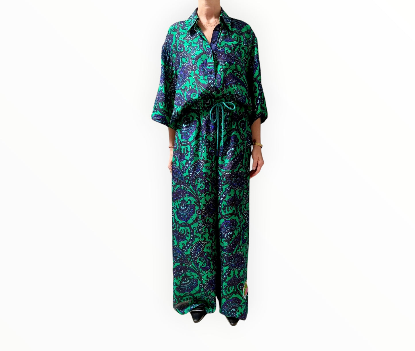 Zimmermann Tiggy Shirt + Pants - Green Paisley - Size 2