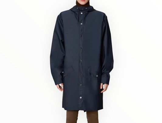 Rains Long Raincoat - Navy - Size S/M