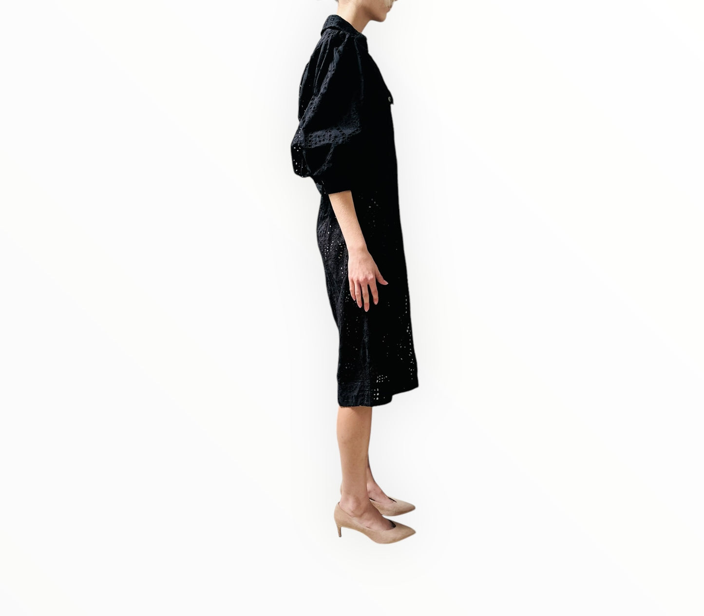Ganni Broderie Anglaise Dress - Black - Size 36