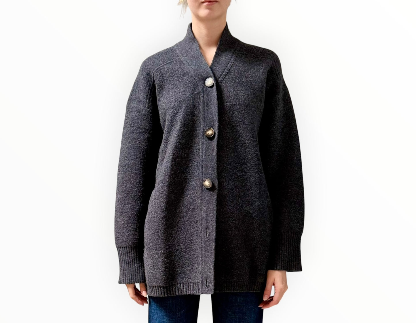 Camilla and Marc Rohan Boiled Merino Knit Cardigan - Charcoal Melange - Size XXS