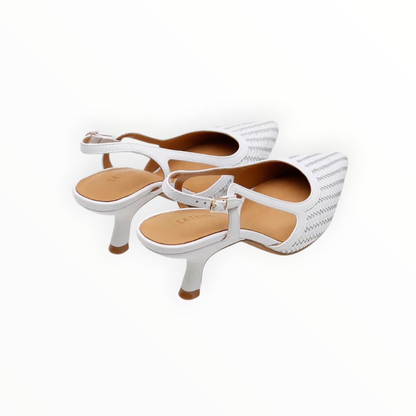 La Tribe Woven Slingbacks - White - Size 39