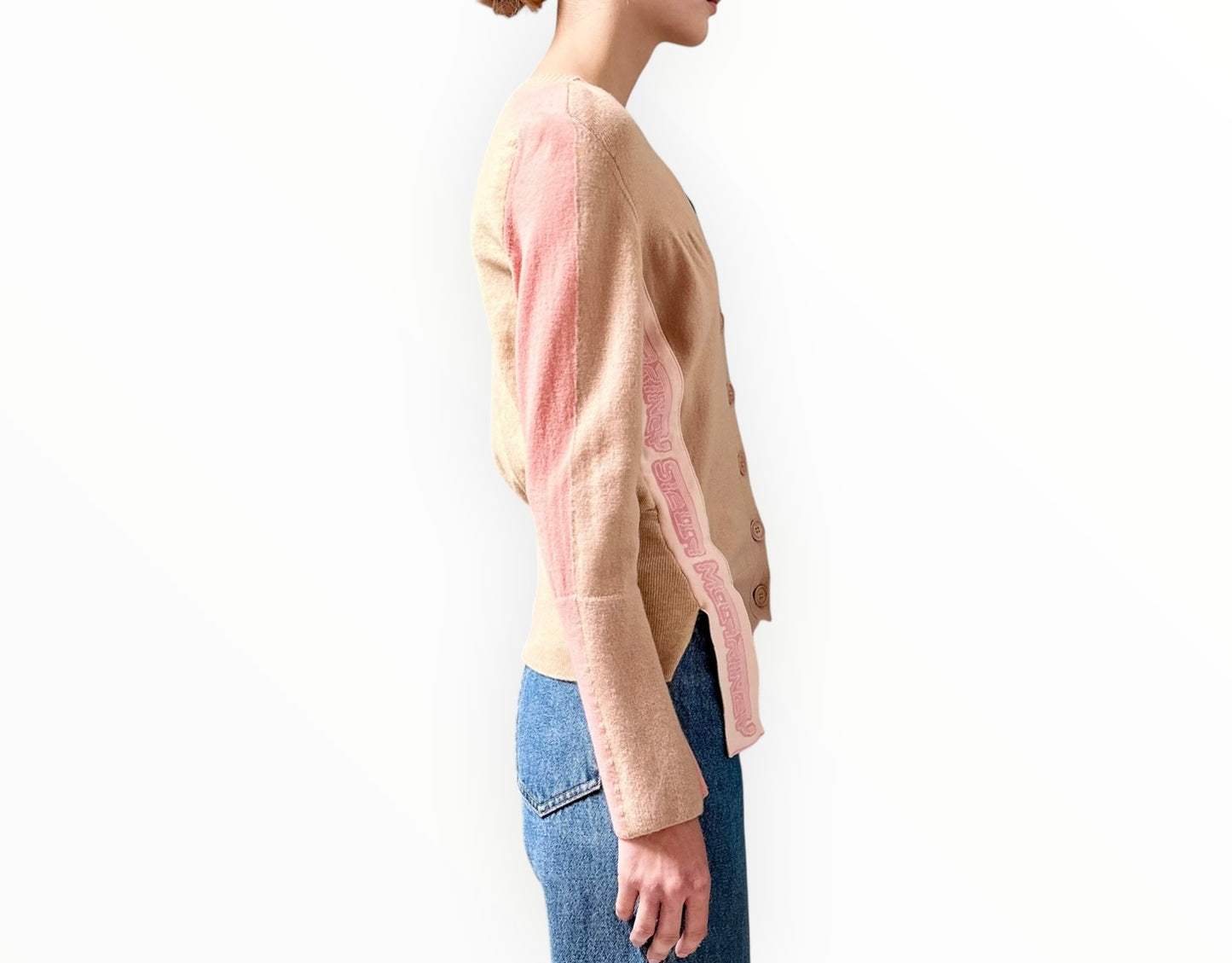 Stella McCartney Soft Tonal Logo Strap Cardigan - Pink/Beige - Size 36