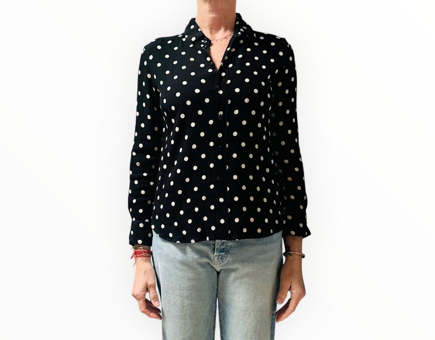 Saint Laurent Polka Dot Shirt - Black/Cream - Size 38
