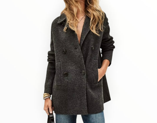 Ba&sh Vesta Knitted Cardigan Coat - Charcoal - Size 1