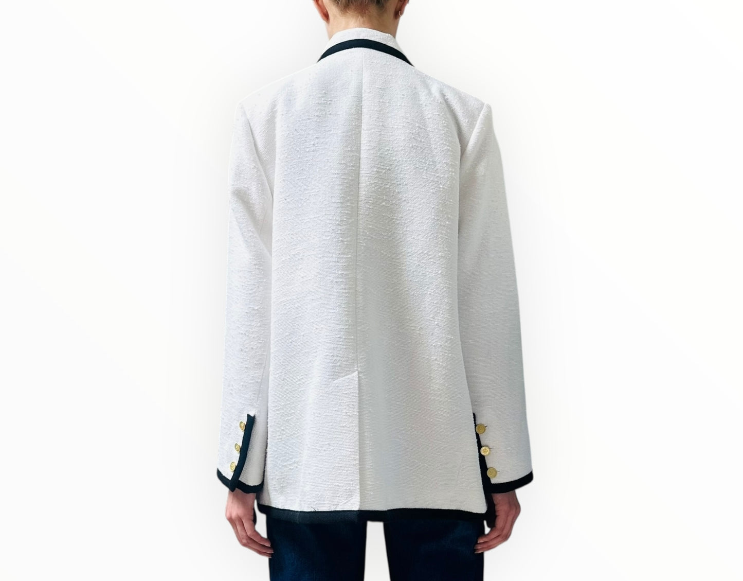 L'Agence Aimee Tipped Blazer - White/Black - Size AU14