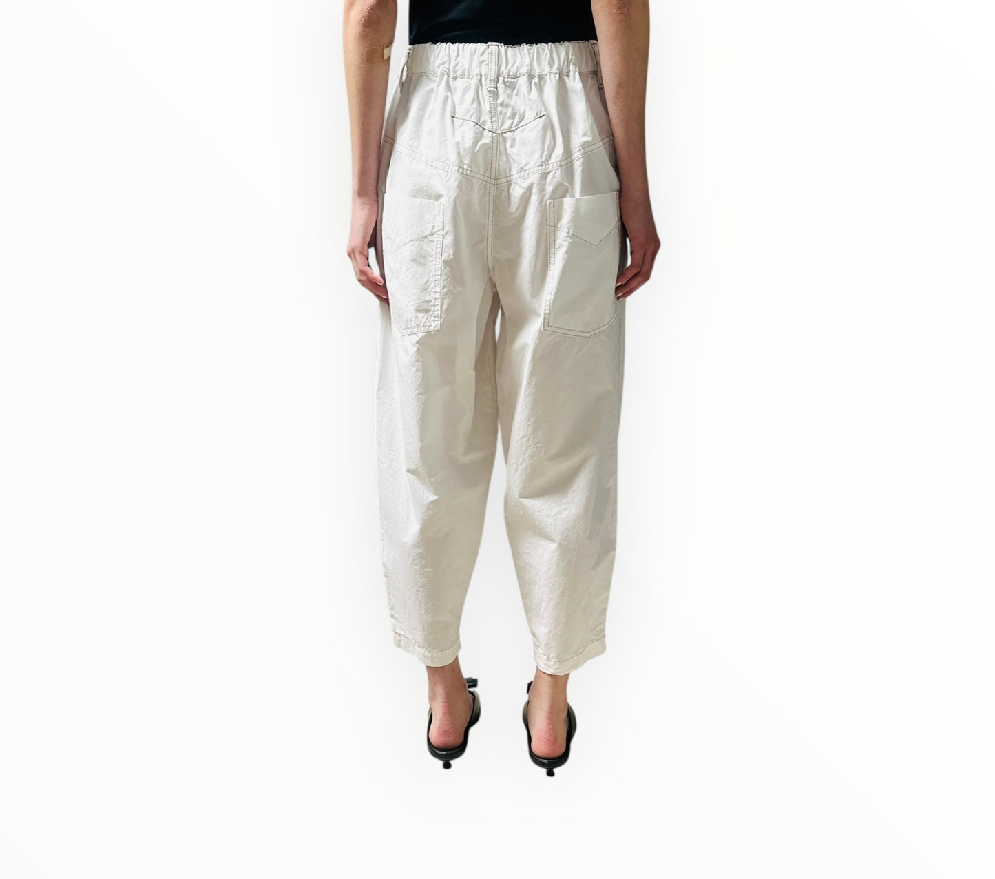 Bassike Contrast Stitch Pants - White - Size 1