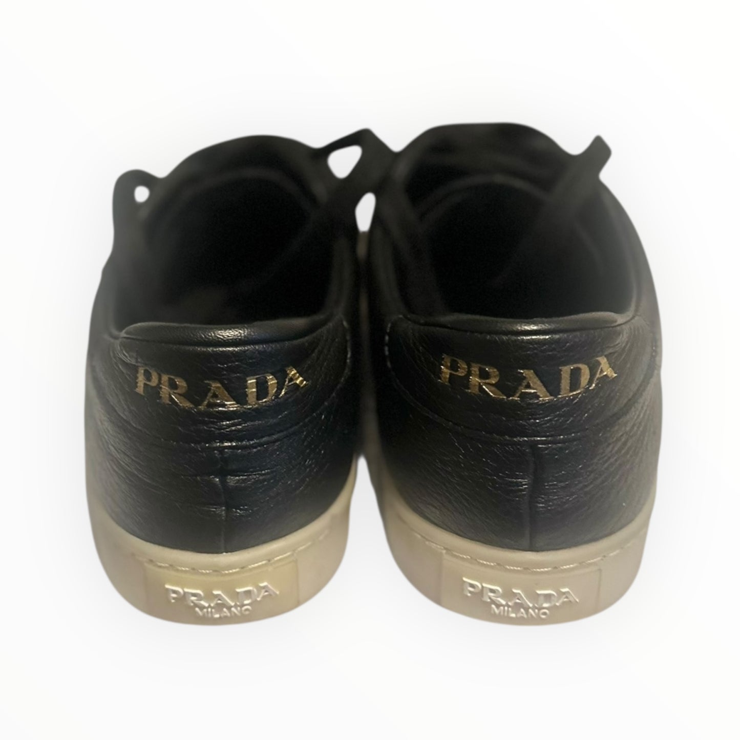 Prada Lane Leather Sneakers - Black - Size 39