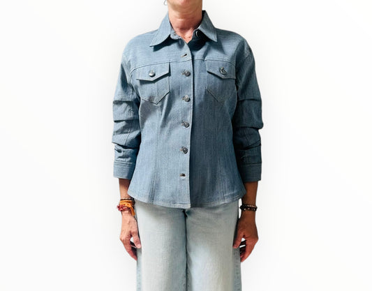 Cinq a Sept Denim Scrunched Jacket - Light Indigo - Size AU8