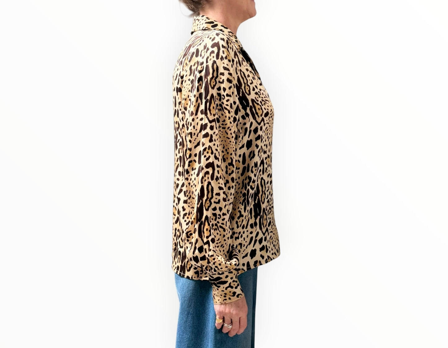 Anine Bing Mylah Silk Shirt - Animal- Size M