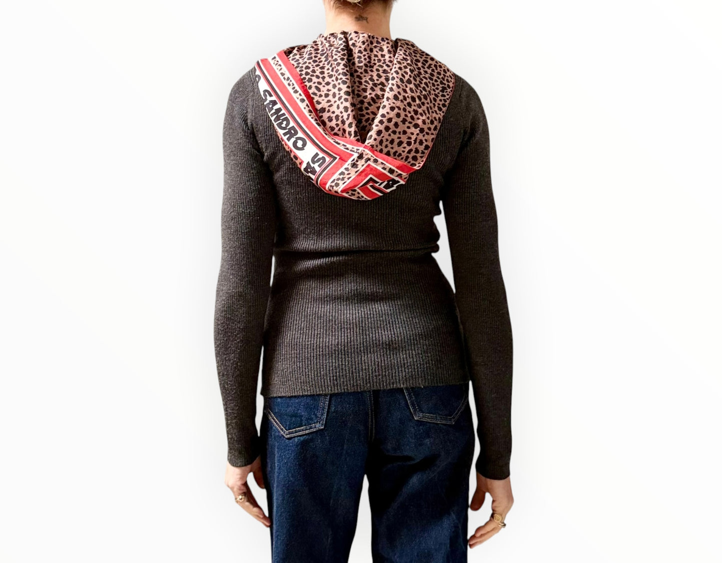 Sandro Hooded Rib Top- Multi - Size S
