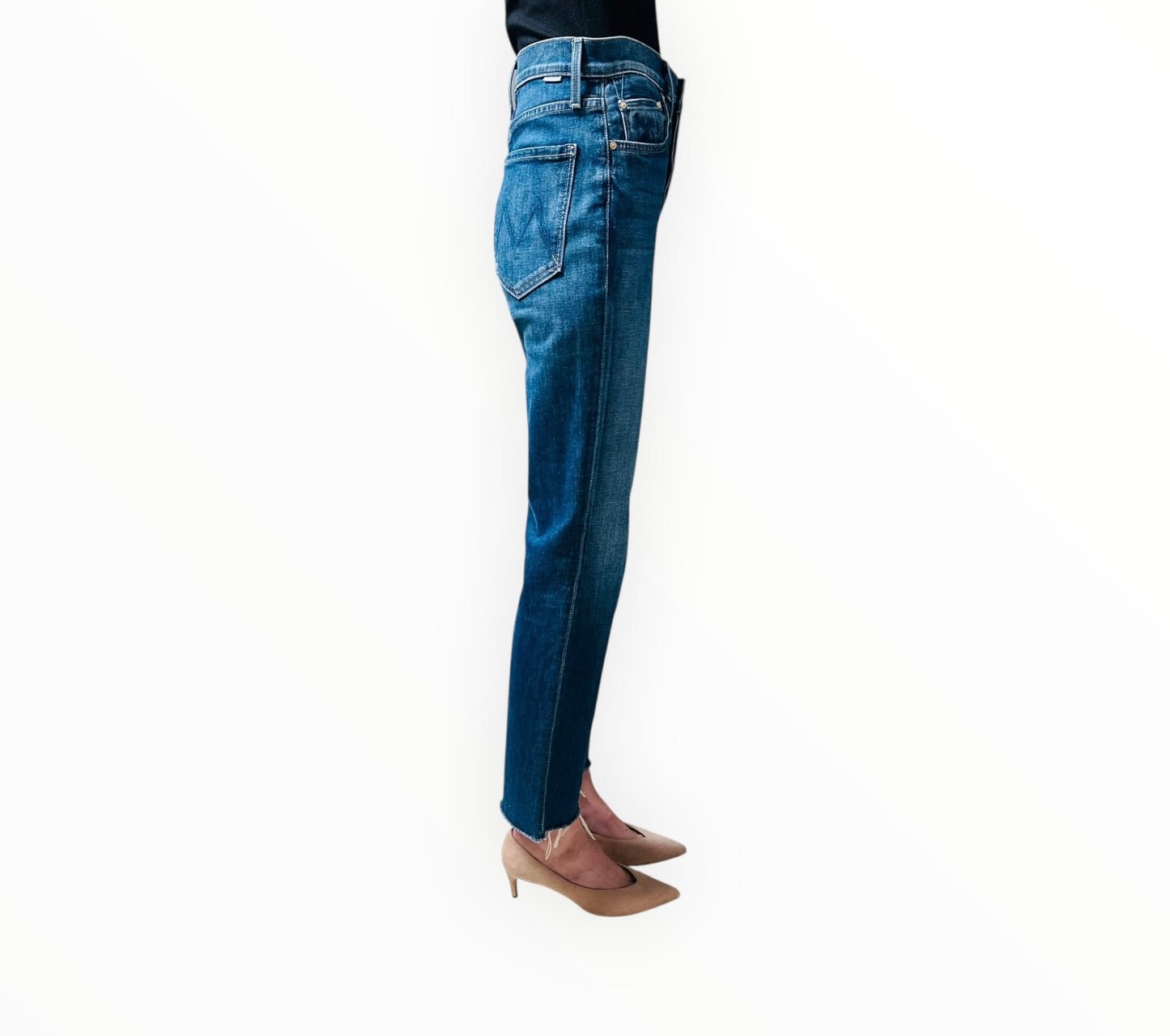 Mother The Tripper Ankle Fray Jeans - Blue - Size 26