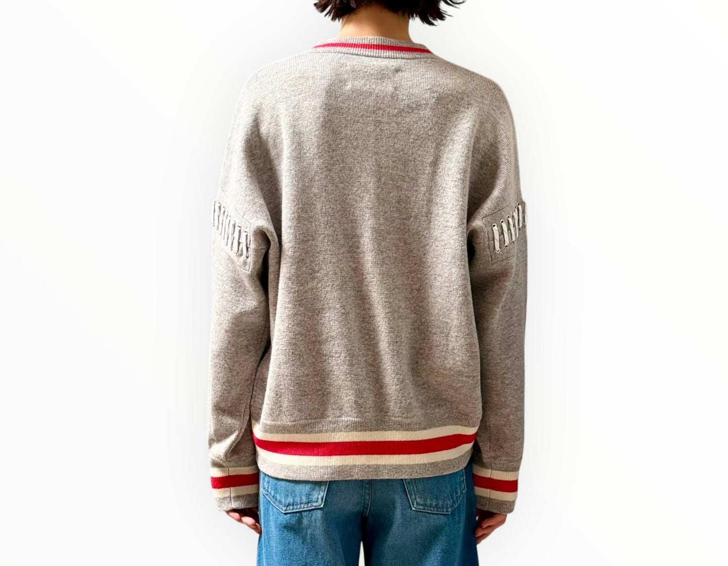 Zoe Jordon Lupi Bomber Jacket - Grey/Red - Size M/L
