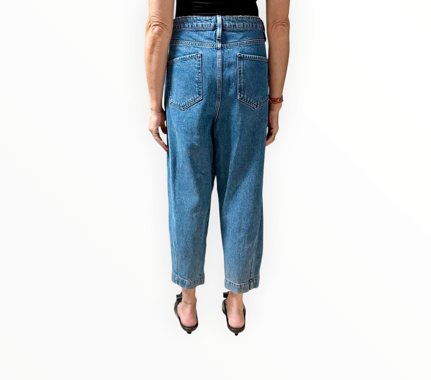 Frame Barrel Leg Jeans - Blue - Size 31