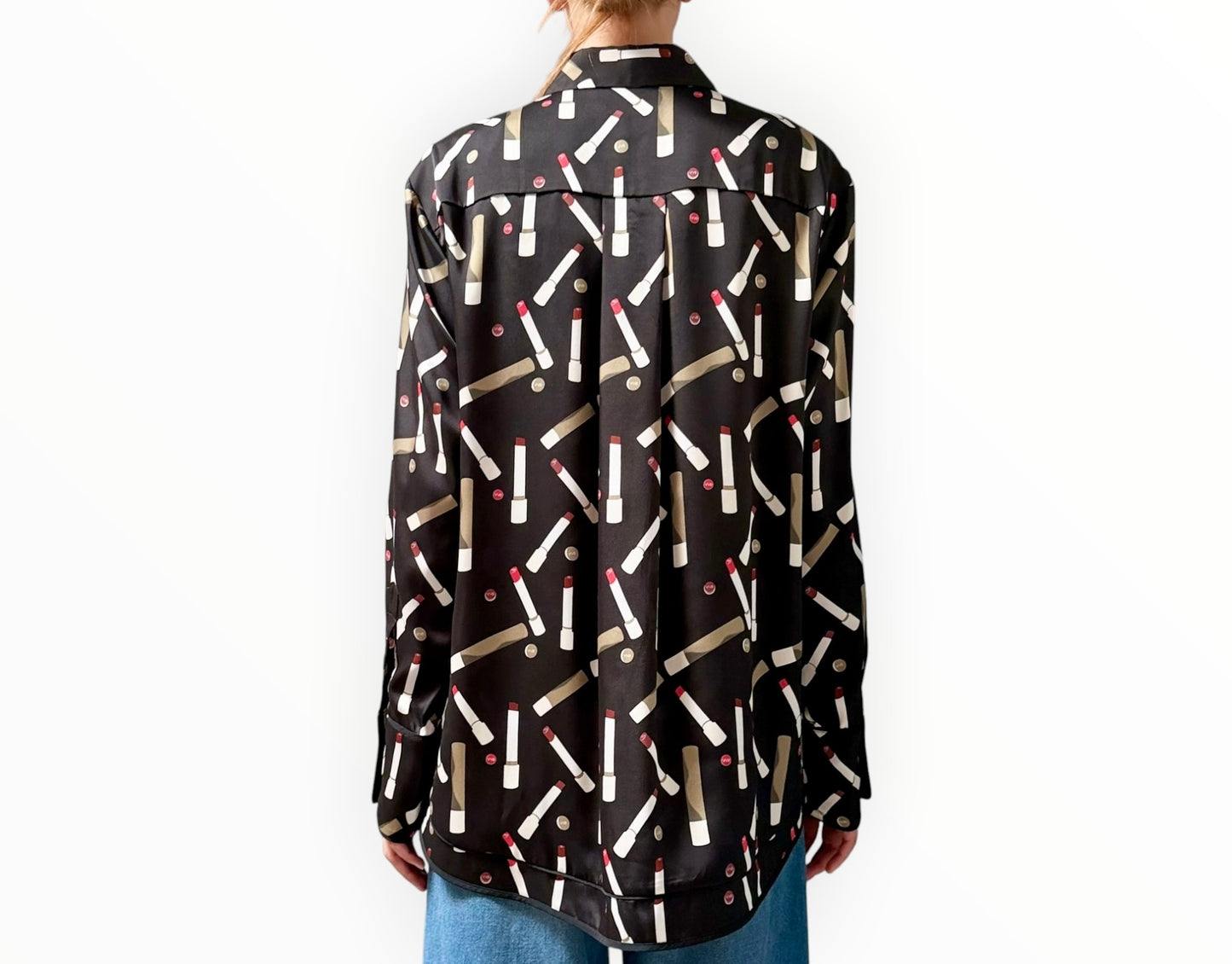 VVB by Victoria Beckham Lippy Print Shirt - Black - Size AU14