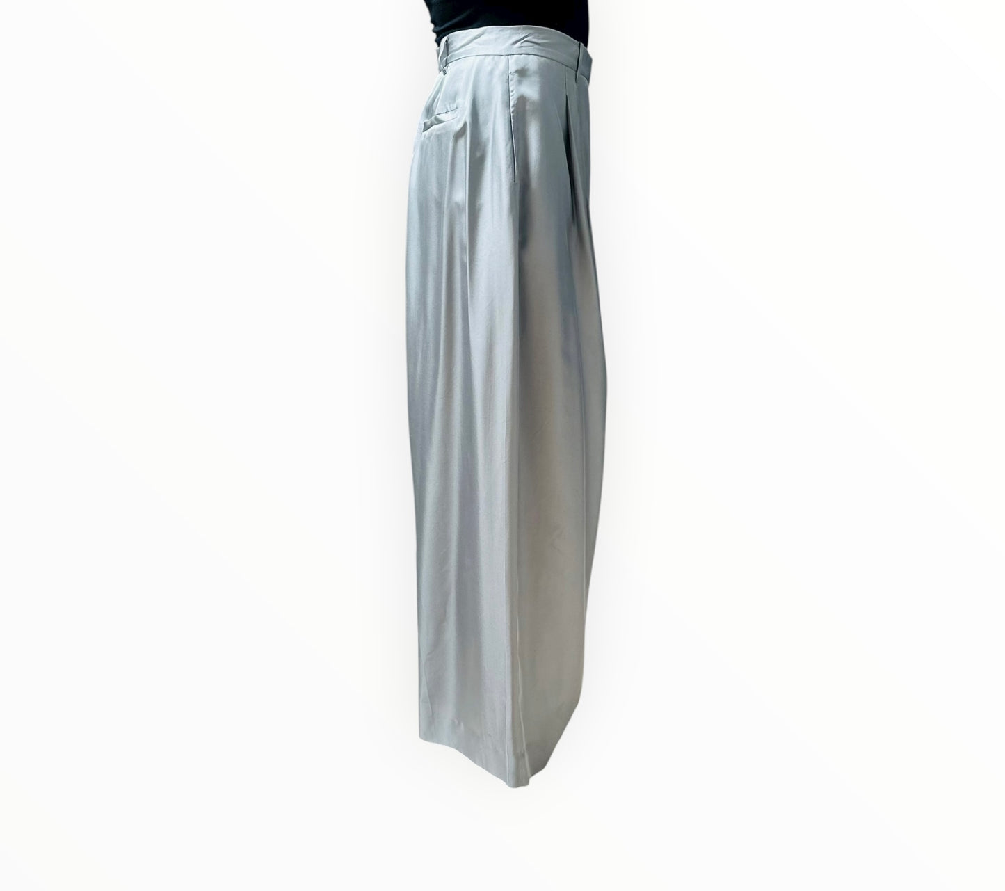 Jac + Jack Pleat Front Wide Leg Pants - Silver - Size 14