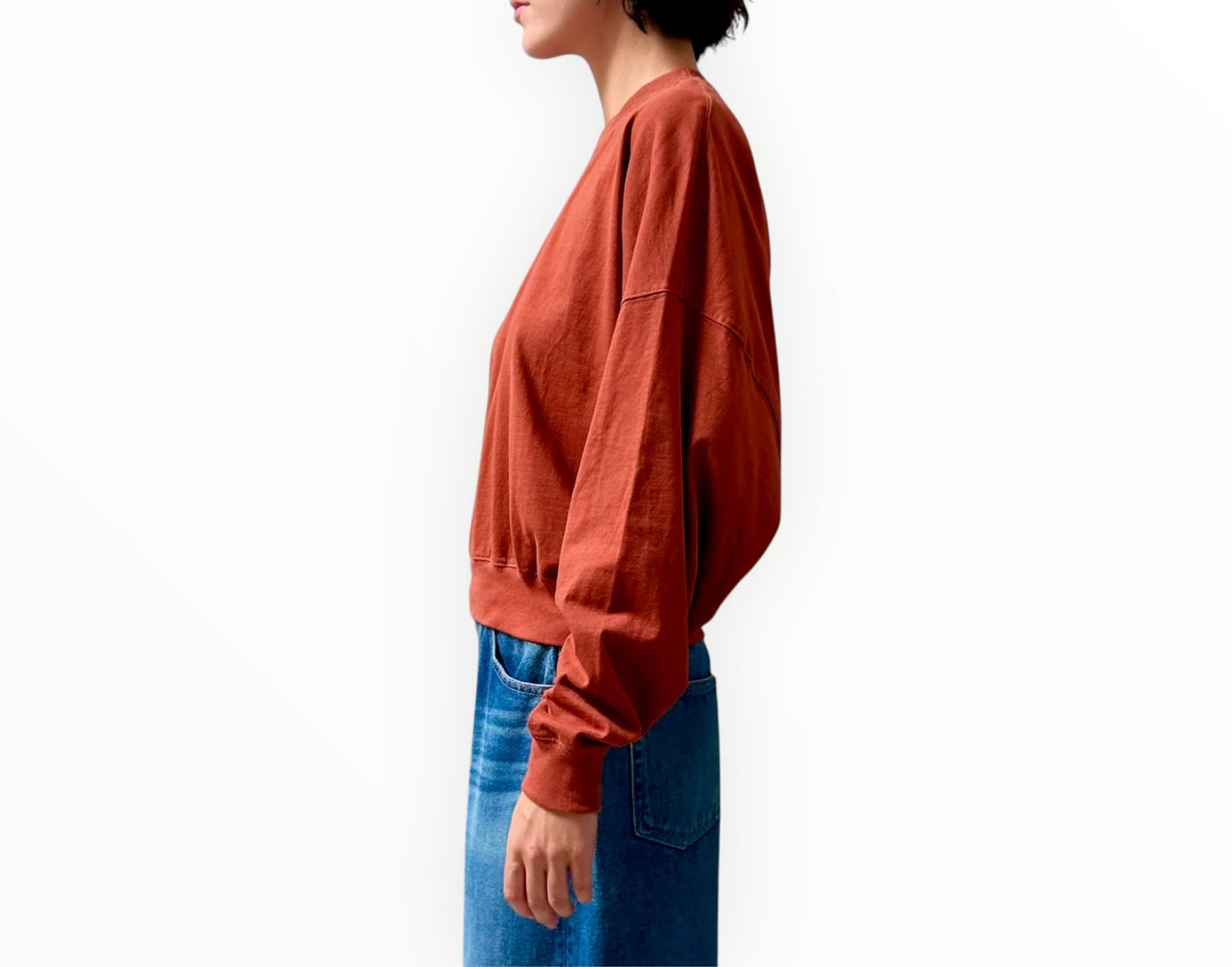Bassike Cropped Sweat - Terracotta - Size S