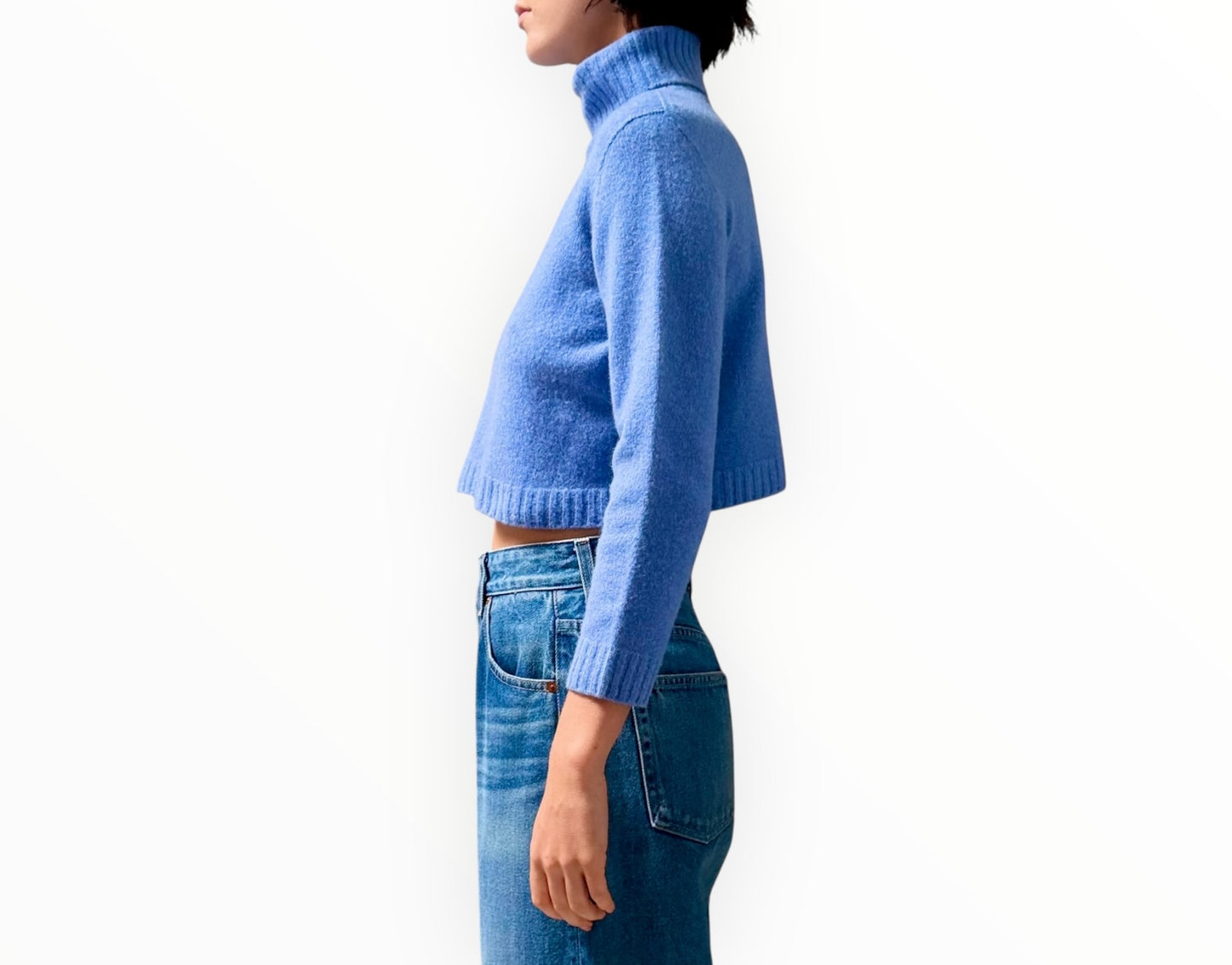 The Row Cropped Cashmere Top - Periwinkle -  Size M