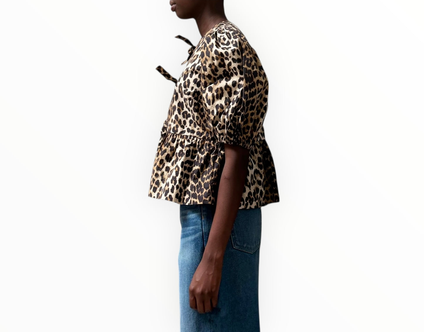 Ganni Animal Print Shirt with Ties - Multi - Size 36