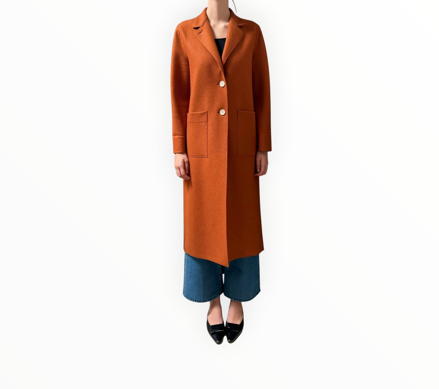 Harris Wharf Long Line Coat - Terracotta - Size 44