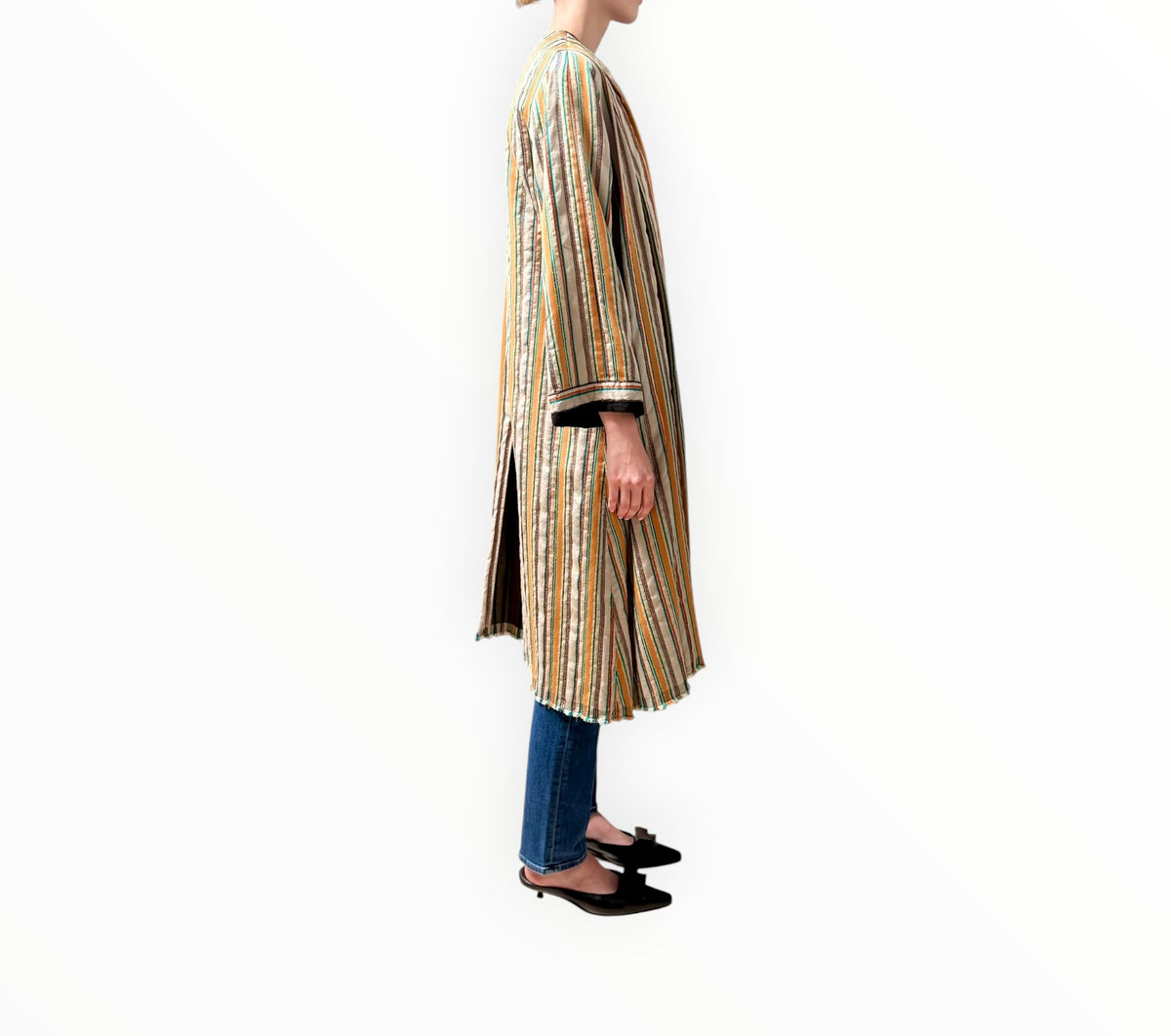 RT006498 - Forte Forte Metallic Striped Textured Coat - Multi - Size 1